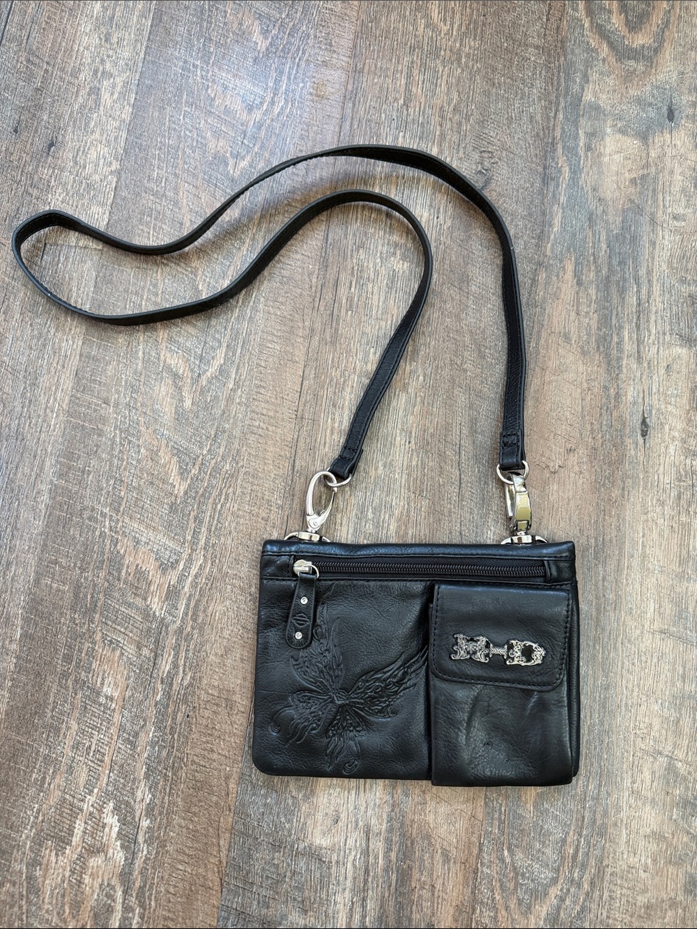 Harley-Davidson Leather Embossed Crossbody Bag